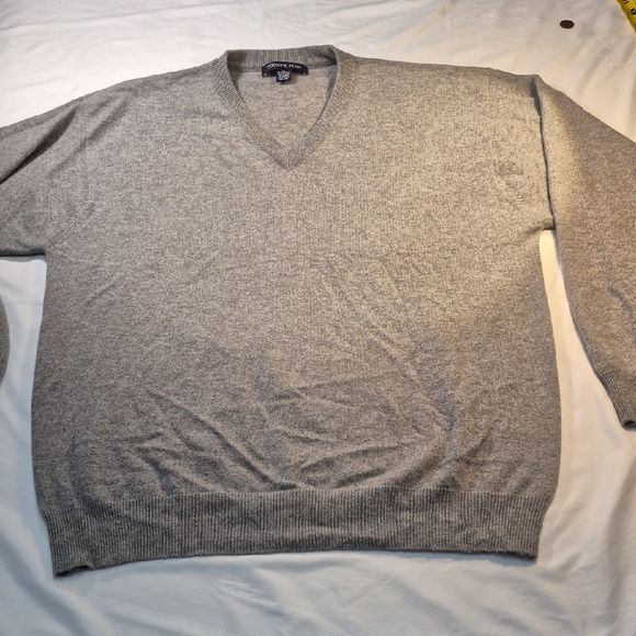 100% Cashmere Today's Man Classic Gray V-Neck Knit Sweater. XL RN68865 - Picture 3 of 13